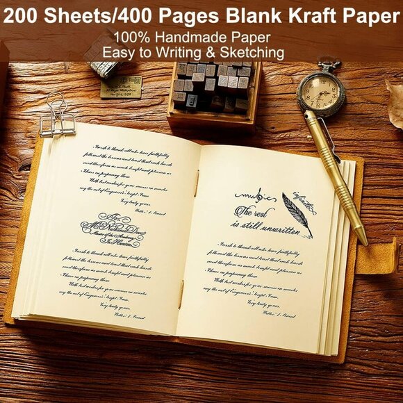 Leather Journal Notebook Vintage Embossed 400 Page Sketchbook Diary Gift - Picture 1 of 5
